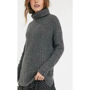 Abercrombie & Fitch Size Medium Gray Turtleneck Tunic Sweater Wool Blend Women's